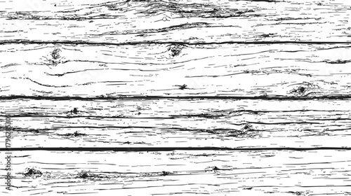 Wood planks, hand drawn sketch, weathered white boards with knots and grain texture — stock vector