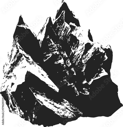 Mountain peak sketch hand drawn rugged snow covered rocky summit — stock vector