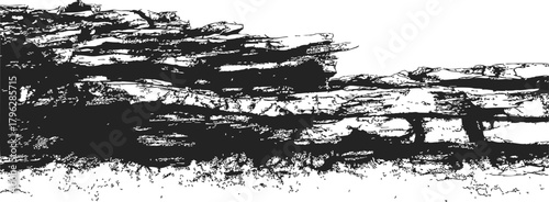 Rock formation sketch, hand drawn layered sedimentary outcrop with rough texture — stock vector