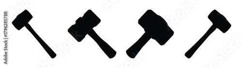 Four sledgehammer icons displayed in a row with different angles