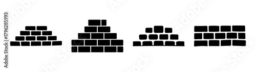 Abstract pattern of stacked dark grey pixelated rectangular blocks forming different geometric shapes