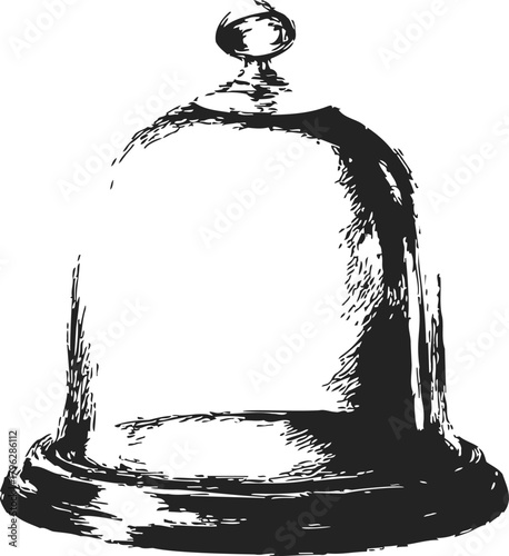 Glass dome with base sketch, hand drawn vintage style display cover — stock vector