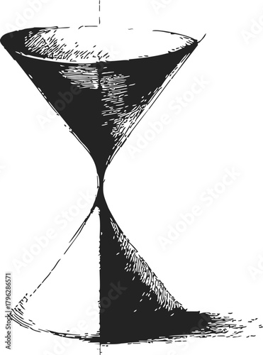 Hourglass sketch hand drawn style with bold black shading — stock vector