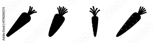 Four silhouetted carrots arranged artistically with subtle texture details