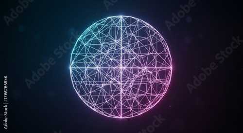 A mesmerizing sphere of interconnected lines against a dark backdrop, radiating a sense of connectivity and futuristic design with vibrant colors