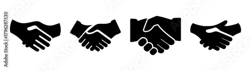 Diverse handshake icons symbolizing agreement business partnership and unity in a series
