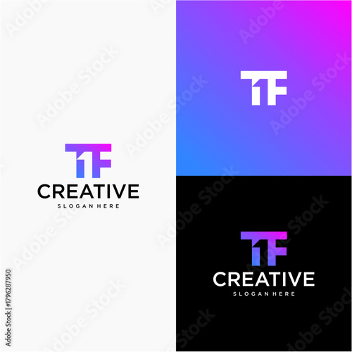 The main symbol is a bold, modern monogram that combines the letters “T” and “F.”