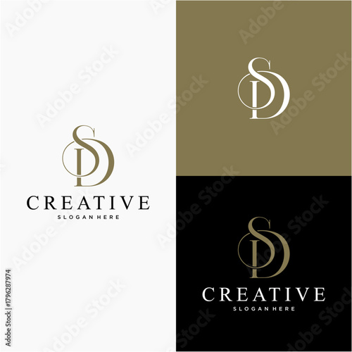 The central logo consists of stylized, overlapping letters — likely “C” and “S” or “D” — forming an elegant monogram.