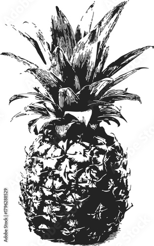 Pineapple sketch hand drawn style detailed tropical fruit illustration — stock vector