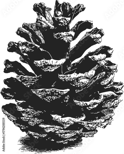 Pine cone sketch hand drawn detailed botanical illustration isolated on white — stock vector