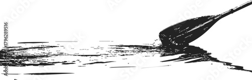 Paddle hand drawn sketch, watercraft propulsion tool with blade — stock vector