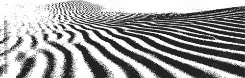 Sand dunes sketch hand drawn black and white abstract wavy pattern landscape — stock vector