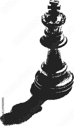 Chess king piece sketch hand drawn with dramatic shadow — stock vector