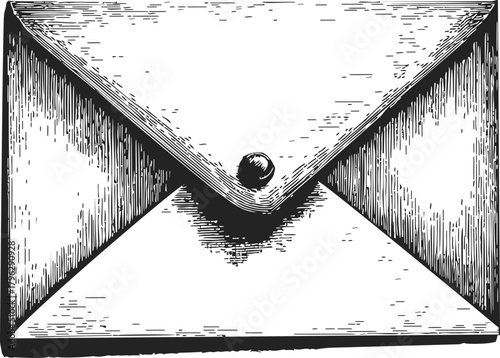 Envelope sketch hand drawn vintage style with detailed shading — stock vector