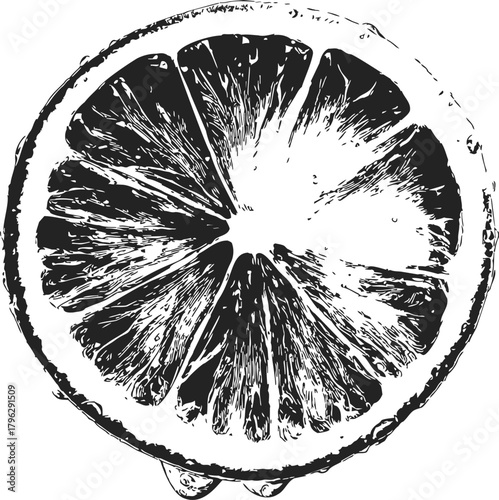 Lemon slice sketch hand drawn style detailed citrus fruit cross section — stock vector