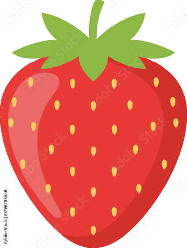 Flat Style Detailed Fresh Strawberry Fruit Summer Dessert Food Icon