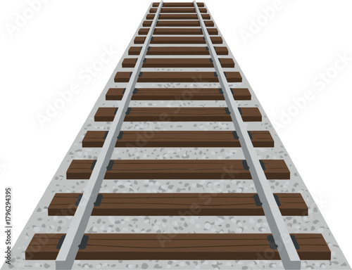 Simple Railway Track Perspective Illustration Transportation and Industrial Element