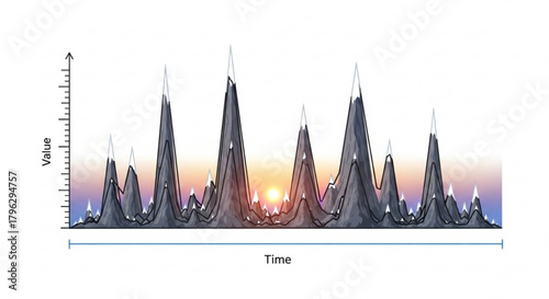 Financial chart showing market trends and stock market analysis, illustrating investment growth and economic data, with a focus on time and value