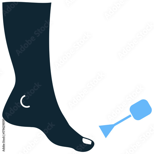 Foot Manufacture Icon Vector Ideal for podiatry, orthopedics, shoe industry, specialized care, and medical manufacturing graphics.