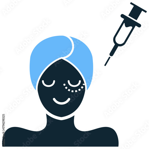 Botox Icon Vector Ideal for cosmetic surgery clinics, anti-aging treatment promotion, medical aesthetics, and beauty service graphics.