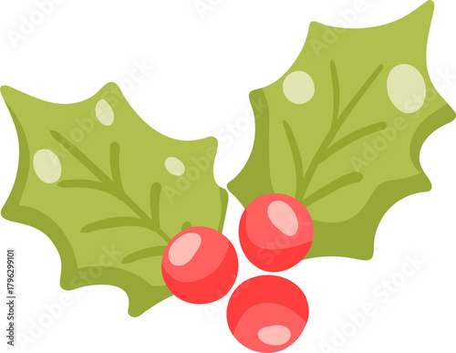 Cute Holly Leaves and Berries Illustration