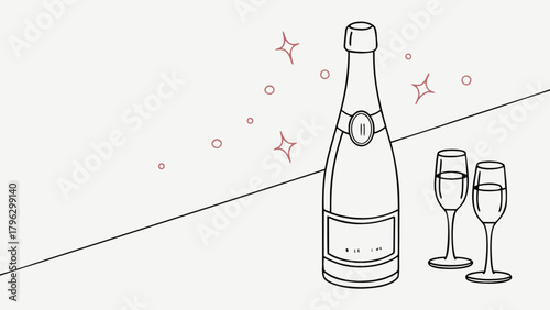 Celebrate with champagne bottle and glasses illustration for new year's eve or special occasion design vector