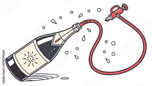 Champagne bottle with pump illustration for party celebration and festive occasion design element vector art