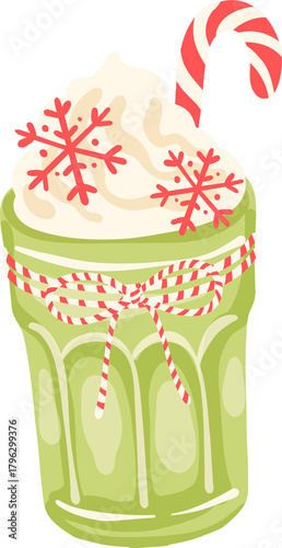 Matcha Christmas Drink With Whipped Cream