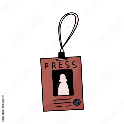 Press Pass Badge Illustration for Journalism and Media Representation