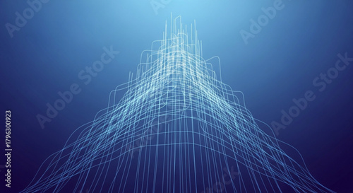 Abstract blue background with a geometric grid pattern, creating a sense of depth and complexity the design evokes a futuristic or technological feel