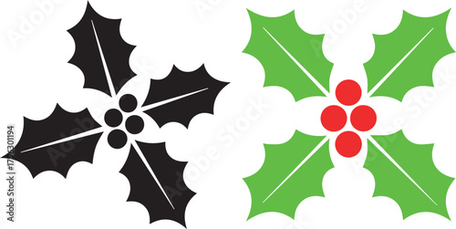 Holly berry christmas vector graphic illustration holiday season festive clip art
