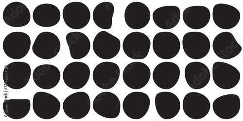 Blobs icon. Rock black icons. Different drops in modern style. Drops or stone silhouettes. Modern blob shape design elements isolated on white background. Vector illustration 