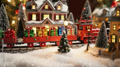 Festive Christmas Train Delivers Miniature Holiday Scene.