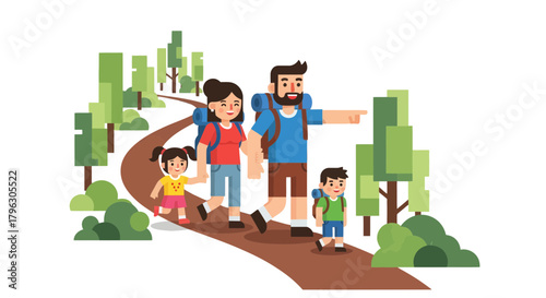 Family Hiking Adventure: Exploring Nature With Joy and Discovery of the Beautiful World.