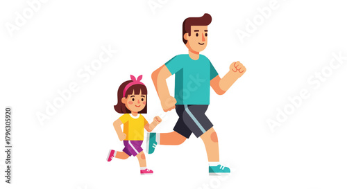 Father And Daughter Engaging In Lively Running Exercise Depicting Family Bond And Wellness