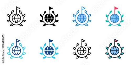 Foreign policy icon set multiple style collection 
