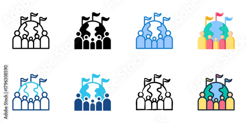 International relations icon set multiple style collection 
