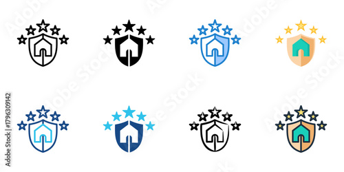 Homeland security icon set multiple style collection 
