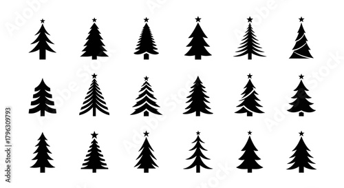 Icon set Christmas tree design elements, illustrator and vector