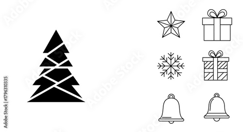 Icon set Christmas tree design elements, illustrator and vector