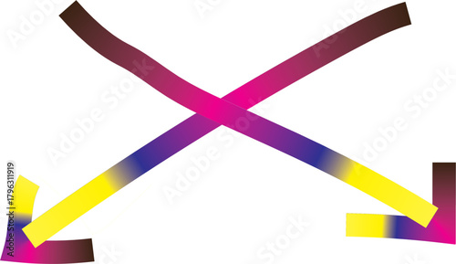 Colorful abstract crossing arrows with gradient effect on white background