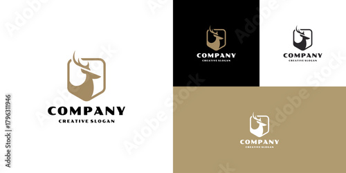 Royal Premium Shield Deer Logo Template Vector Illustration Design