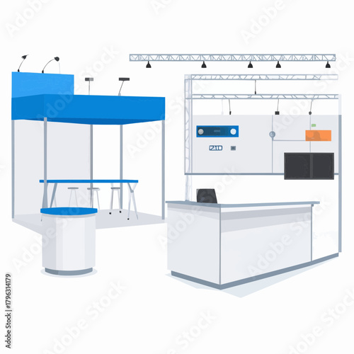 Exhibition Stand Vector Illustration Trade Show Booth Design for Marketing and Promotion