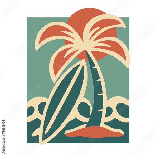 Sunset Retro Tropical Beach Vibes