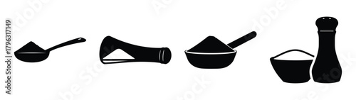 Baking ingredients collection silhouette icons for recipes and cooking concepts