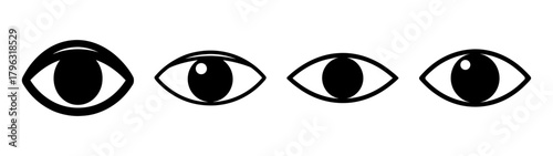 Simple black eye icons representing visibility and vision in a row