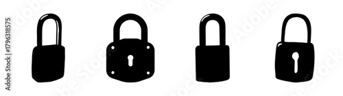 Vintage padlock collection set four different security locking devices