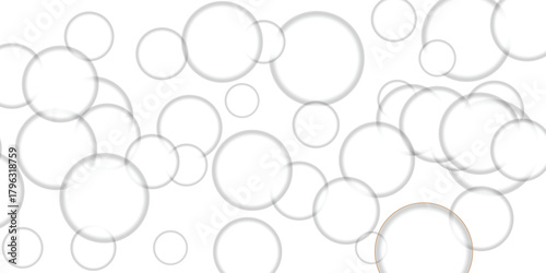 A whimsical collection of transparent and translucent soap bubbles of varying sizes float across a clean white background, creating a light and airy visual effect perfect for celebratory or