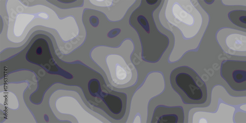 Abstract topographic map style background in grayscale with contour lines and organic shapes in shades of gray and subtle purple outlines for science and nature themes