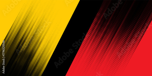 Vector transition in the colors of Germany and Belgium with lines in a retro style. Modern striped pattern. For covers, advertising. Abstract yellow red black vector background.